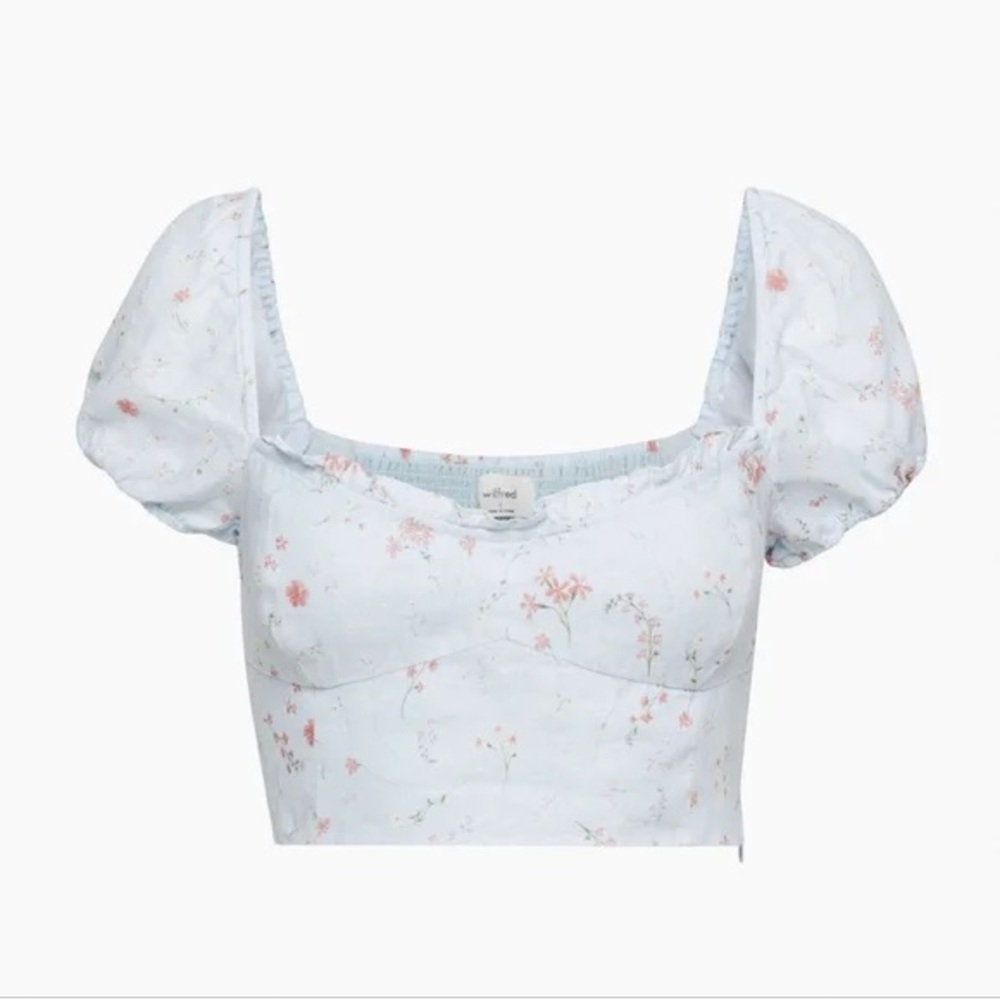 Wilfred Floral Puff Sleeve Top - Light blue